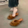 Women Slippers French Style Temperament Wedge Heeled Platform Slippers Winter Women Fluffy Furry Slippers Winter Cotton Slipper
