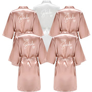Party Wedding Bride Robe Wedding Party Team Bride Robe Kimono Satin Pajamas Bridesmaid Bathrobe With White Letters YE8171