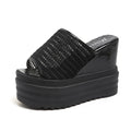 Aphixta 12cm High Heels Wedge Slides Sandals Height Increasing Summer Women Shoes Breathable Mesh Woman Wedge Slippers