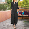 Women Pocketed Denim Shirt Dress Rollable Sleeve Open Front Maxi Tunic Dress