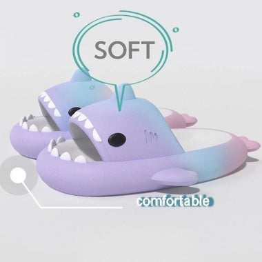 2026 Summer EVA Shark Slippers Gradient Women Cute Thick-soled Anti-Skid Flip Flops Couple Beach Slides Kids Indoor Soft Sandals
