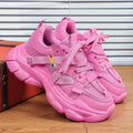 VEAMORS Trendy Chunky Shoes for Women Platform Casual Sneakers Mesh Walking Shoes Breathable Fashion Platform Dad Shoes Lace-up