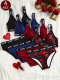 4 Pack Comfortable Sexy Women Lingerie Sets, Bra & Underwear Sets