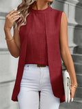 2024 Fashion Two Fake Pieces Shirts For Women O-neck Sleeveless Shirt Tops Summer Elegant Solid Blouse Top Femme Black Clothing