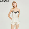 AYUNSUE 100% Mulberry Silk Tops for Woman 16MM Silk Tanks Top 2026 Hot Selling Summer Sleepwear Bathrobes Pajama Pijama Feminino