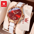 OLEVS 6631 Woman Automatic Watch Luxury Date Mechanical Watch For Women Original Ceramic Steel Strap Deep Waterproof Wristwatch