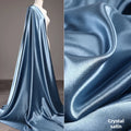 Satin Fabric By The Meter High Grade Crystal Satin Fabric Glossy By The Meter for Clothes Dress Shirt Decoration Diy Sewing Soft Silky Designer Cloth Blue