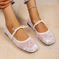 Fashionable Best Selling New Comfortable Large Size Women's Shoes Spring/ Summer Elegant Square Toe Sexy Mesh Ballet Flat Shoes