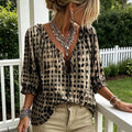Adjustable Strap V Neck Blouse Women Summer Shirt V Neck Lace Up Blouse Plaid Print Lightweight Chiffon Top Breathable 3/4