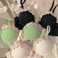 Lingerie Sexy Thin Lingerie Lace Embroidery fFower Underwear Bra Underwear Set French Sweet Girlish Bra And Panty