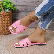 Plus Size Women's Sandals Trendy Knitted Flat Bottom Casual Couple Beach Shoes Summer Outerwear Comfortable Sandals for Women
