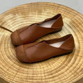 Women's Shoes  Vintage Round Toe Ballet Women's Flats Retro Soft Pu Leather Loafers Woman Casual Slip on Moccasion Shoes