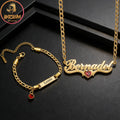Custom Baby Name 35cm Necklace Bracelet Jewelry Set with Birthstone Engraved Children's Name Bracelet for Mom Kid Birthday Gift