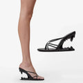 Fashion Super High Strange Heel Mules For Women Narrow Band Summer Slippers Sexy Night Club Party Shoes
