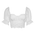 Women Sexy Blouses Bavarian Oktoberfest Tops Short Sleeve Pure White Lace Puff Sleeves Crop Tops Traditional Dirndl Party Blouse