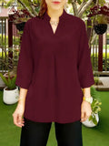 2025 ZANZEA Autumn V Neck Long Sleeve Tops Women Blouse Casual Solid Loose Shirt Elegant OL Work Shirts Oversize Female Chemise