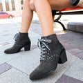 Women's Boots 2026 Autumn New Round Toe Lace-up Short-leg Boots Fashion Non-slip Block Heel Women's Shoes