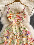 Frenchic Vintage Maxi Dresses for Women Lace Floral Printed Spaghetti Strap Female Vestidos Summer Elegant Dress Dropshipping
