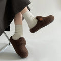 New Autumn Style Women's Comfortable Flat Shoes, Retro Loafers, Exquisite Plush Winter Women's Shoes, One-piece Cotton Slippers