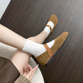 Square Toe Widefit Moccasins Woman Suede Leather Flats Shoes Strap Buckle Loafers Female Comfy Barefoot Mary Janes Ladies Tabis