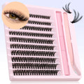 GROINNEYA DIY Eyelash Clusters Kit Thick Eyelash Clusters D Cur Wispy Individual False Eyelashes Eyelash Extensions Makeup Tool