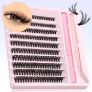 GROINNEYA DIY Eyelash Clusters Kit Thick Eyelash Clusters D Cur Wispy Individual False Eyelashes Eyelash Extensions Makeup Tool