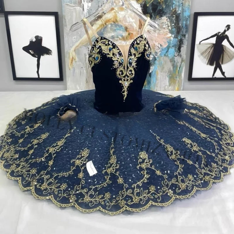 Skirt performance tutu High-end new custom dark blue pharaoh daughter Pakita ballet competition performance tutu skirt adult and kids