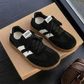 Women Retro Stripe Sneakers Gum Sole Lace Up Flat Shoes Fashion Versatile Casual Walking Shoes for Daily Wear