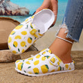 Fashion Women's Lemon Print Slip-On Shoes Adjustable Double Buckle Comfortable Thick Sole Durable Home Garden Streetwear