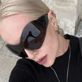 Retro Rimless Oversized Sunglasses Women Fashion Luxury Big Frame One Piece Gradient Sun Glasses Retro Classic Shades UV400
