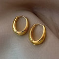 Trend Metal Geometry Gold Color Women's Hoop Earrings Fashion New Design Oval Minimalist Female Earrings Fashion Jewelry Gift
