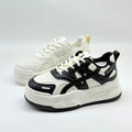 Fashion Women White Geometric Cutout Chunky Platform Sneakers Thick Sole Height Increasing Hollow Casual Walking Skate Shoes