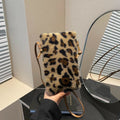 Fashion Women Cow Print Plush Underarm Bag Winter Fluffy Mini Shoulder Bag Zebra Leopard Pattern Small Tote Handbag Purse