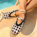 Large Size Polka Dot Mesh Mary Jane Flat Sandals Women's New Style Breathable One-Strap Slip-On Loafers Women's Ballet Flats