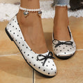 Women Polka Dot Bow Ballet Flats Round Toe Slip‑on Casual Flat Shoes