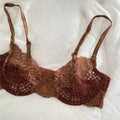 セクシーな Women French Plaid Embroidery Mesh Lingerie Set Soft Underwire Minimizer Bra Uplift Sheer Mesh Ladies Underwear 32-38 Set