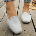 Wedding Bridal Sparkling Ballet Flats Women Glitter Slip On Shoes 42 43 Square Toe Moccasins Lady Elegant Evening Party Loafers