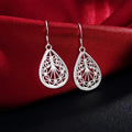 925 Sterling Silver Beautiful Water Drop Pattern Pendant Necklaces Earrings Jewelry Sets For Women Fashion Party Wedding Gifts