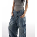 Korean Retro Lady High Waist Jeans Female New Streetwear Baggy Denim Trousers Women Comfortable Straight Leg Pants
