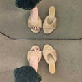 Women Slippers French Style Temperament Wedge Heeled Platform Slippers Winter Women Fluffy Furry Slippers Winter Cotton Slipper