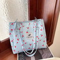 Casual Large Capacity Tote Bag Zipper Lightweight Shoulder Bag Cherry-print Handbag Girls