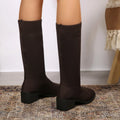 2026 New Winter Stretch Sock Boots Knee-high Boots Women's Thick Bottom Slim High Heel Large Size Round Toe Women's Boots