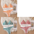 3/6pcsSeamless Bra Set, Low Rise Underwear, Leopard Print Bra, Sexy Lingerie Set, V-Neck Sports Bra, Women'S Cotton Lingerie Set