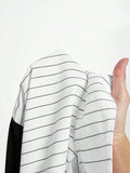 Women's Fashion Striped Spliced Lapel Shirt Elegant Fashion Style Business Casual Office Wear