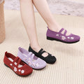 Women's Slip-on Flat Embroidered Shoes, Soft Sole Elastic Mom Shoes - Lightweight, Comfortable And Effortless Slips On 2025