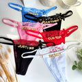Personalized Thongs Panties with Name Customized Thong for Women Custom Sexy Lips Lace Tanga Lingerie Underwear Gift