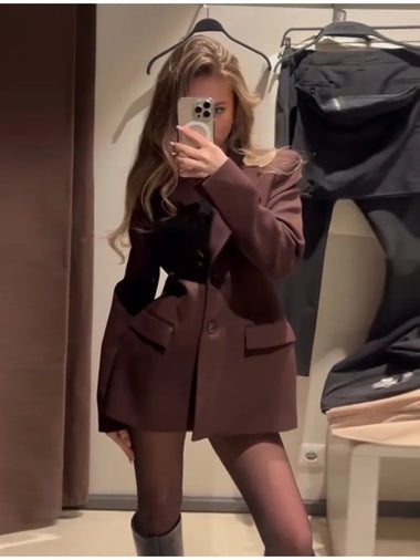 Spring Shoulder Pad Women's Black Blazer Fashion Lapel Flap Pocket Slim Button Suit Jacket Female New Lady Commute Outwear MBX5