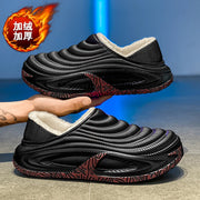 2026 Winter Warm Plush Lined Slippers Unisex Dual-Wear Adjustable Back Strap Thick EVA Sole Flat Indoor and Outdoor Shoes
