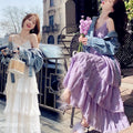 Summer Befree Long Vintage Casual Ruffles Elegant Maxi Strap Camis Silky Beach Lace Elegant Party Dress Vestidos Sexy Women