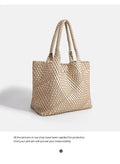 Women's Handmade Woven Tote Bag, Large Capacity Commuter Shoulder Handbag,Versatile Minimalist Elegant Underarm Bag for Everyday